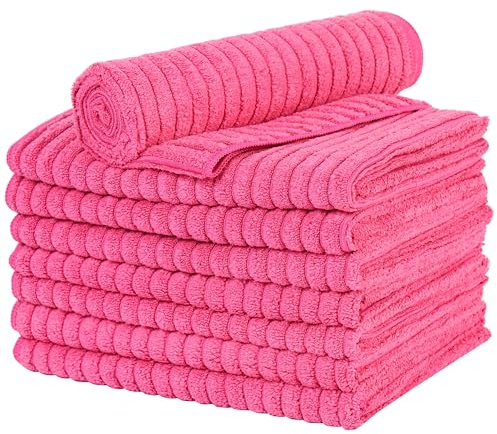 gryeer 8er-Set Microfaser Geschirrtücher, dick, super saugfähig, weich und fusselfrei Küchentücher,45 x 65 cm, Pink