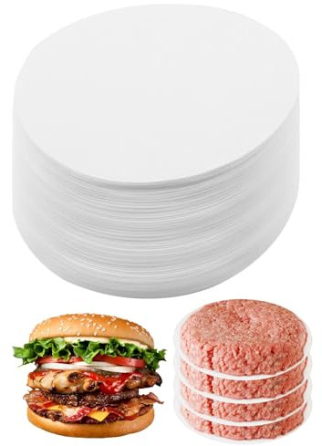 Burger Paper Sheets,500 PCS Burger Press Papers,Greaseproof Burger Papers,Baking Parchment Circles,11cm Round Burger Wax Paper Sheets for Foods Seperating Patty Meat Beef Cookies Storing Cake Tin