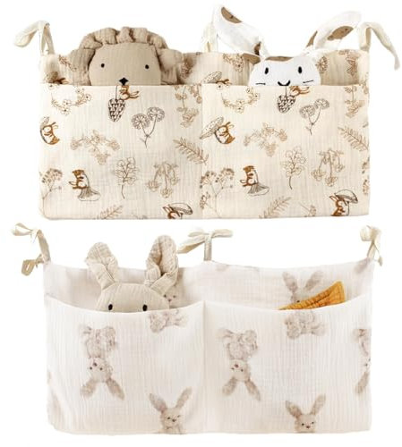 2 Stück Babybett Organizer Baby Hängend Kinderzimmer Organizer Aufbewahrungstasche Windeln Organizer Beistellbett Baby - KAMHBE