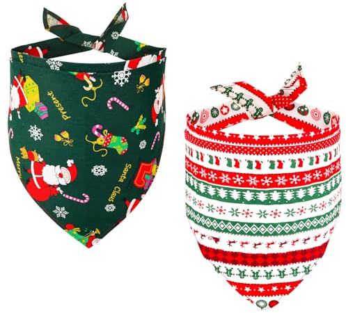 SRIZIAN 2 Stück Christmas Hund Bandanas, Adjustable Triangle Katze Hundhalstuch, Triangle Scarfs mit Kürbis-Muster, Hund Christmas-Kostüme für Kleine Mittlere Große Hunde