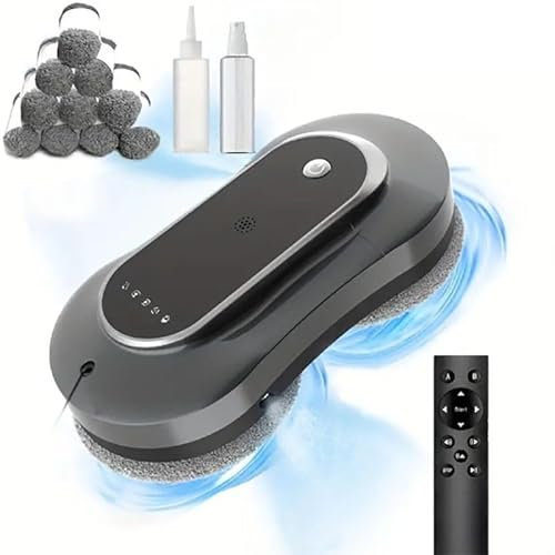 RSQQL Robot Lavavetri con Doppio Spruzzo d'Acqua, Robot Lavavetri con Serbatoio Grande da 70ML Potenza di Aspirazione 3500Pa for Finestre/Piastrelle/Porte in Vetro