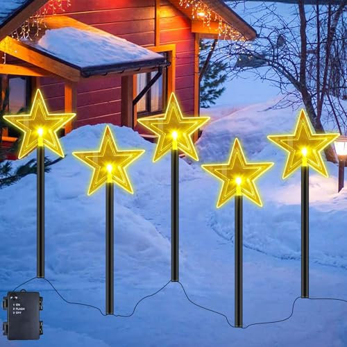 Acryl Weihnachtsbeleuchtung Außen,5 Stück LED Gartenstecker Set,Weihnachtsdeko Outdoor,LED Gartenstecker Weihnachten,Lichterkette Außen,Garten Lichterkette,Weihnachtsbeleuchtung für Garten,Terrasse