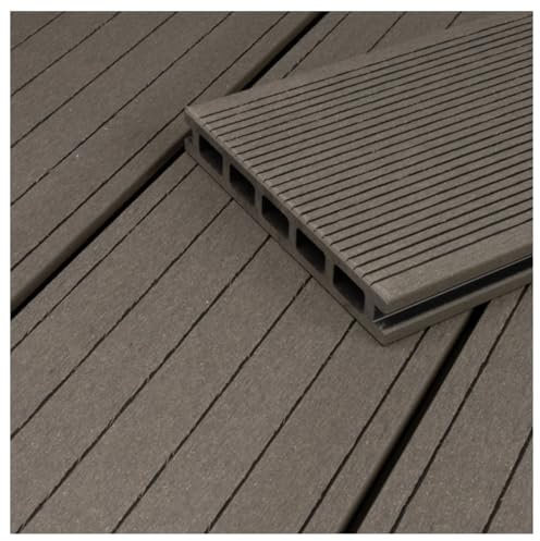 HORI BPC Terrassendiele Grau | Terrassenplatten | beidseitig verwendbar | Terrassenboden | Dielen | BPC Holzfliesen | Terrasse Garten Balkon | Hohlkammer | Dielenlänge: 4000 x 140 x 22 mm