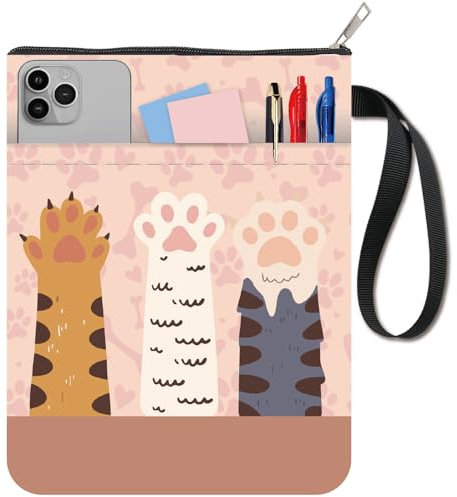 craspire Katzenklaue Buchhülle Buchumschläge Mit Reißverschluss 11 X 8.7 Zoll Buchschutz Für Taschenbücher Waschbarer Stoff Extra Ärmeltasche Klassenkameradengeschenke Tasche Doppelseitiger Buchstoff