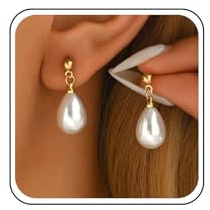 Aneneiceera Vintage Teardrop Perlen Ohrringe Gold Oval Perle Ohrringe Hochzeit Perle Tropfen Ohrring Minimalistische Ohrring Schmuck Für Frauen