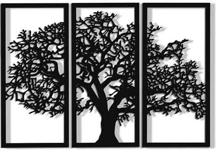 OrnamentiPL 3D Wanddeko, Wandbild aus Holz, grosse, moderne Wanddekoration, Baum des Lebens, personalisiertes Holzbild, Home Decor, Holzdeko, Wandkunst, fur Zuhause, Wohnzimmer (schwarz)
