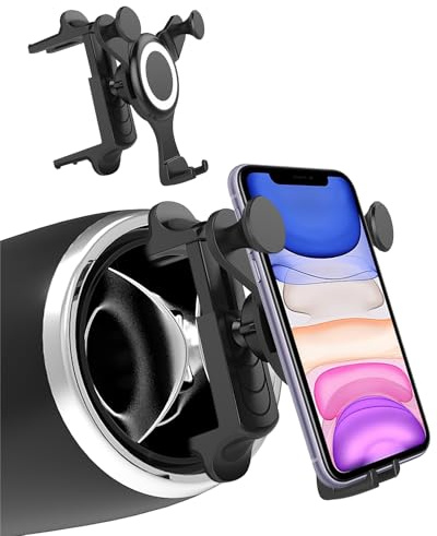 Pennle Car Phone Holder for Round Air Vents, Universal Vent Mount | With one-button release, 360° rotation, anti-slip grip, case-friendly cradle for 4.0-6.7 inch smartphones, black