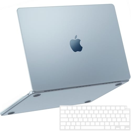 NPUOLS Hülle für MacBook Air 13,6 Zoll 2026-2022，Halbtransparentes Sky Blau | Für M5 M4 M3 M2 Modell A3449 A3240 A3113 A2681【Bewahrt Seine Originalfarbe】 Anti-Kratzer Schutzhülle & EU Tastaturabdeckung