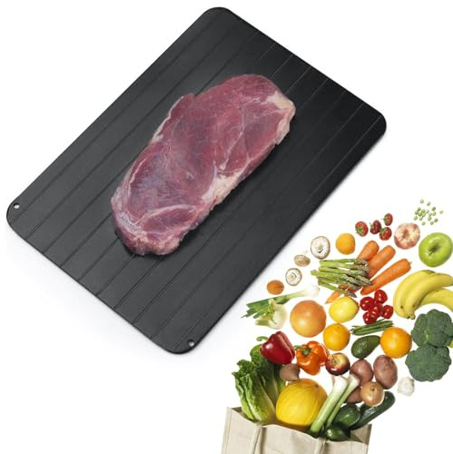 Defrosting Tray for Frozen Meat, Food Rapid Thaw Defrosting Tray Quick Defroster Plate, Small Size Thawing Plate Kitchen Mat, Kitchen Gadgets for Home Thawing Plate(COLOR:black)