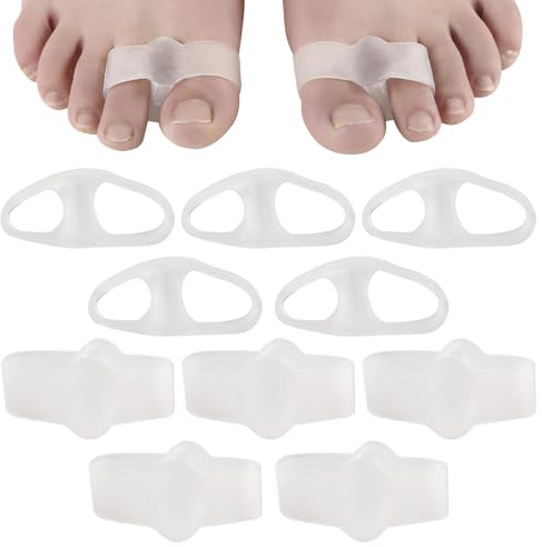 Lot de 10 Separateur Orteil, Correcteur D'orteils en Gel Séparateurs D'orteils avec 2 Boucles Marteau Orteil Correcteur de Coussinets Ecarteur Redresseur D'orteil pour les Orteils Chevauchants