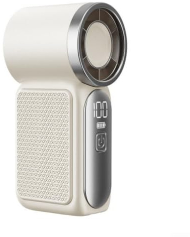 HpLive Mini ventilateur manuel rechargeable par USB avec affichage LED, 6 vitesses, 16900 tr/min, batterie 3000 mAh, blanc