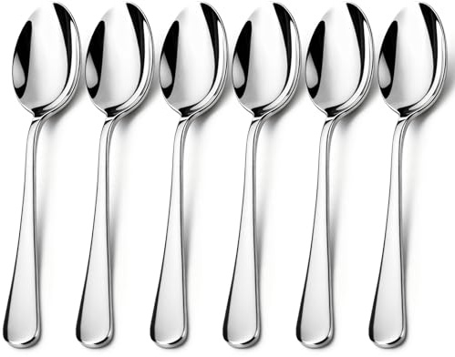 lulir Soup Spoons 6 Pieces Set, 7.9 inch (20cm) Stainless Steel Tablespoons,Dishwasher Safe, Durable - Ideal for Home, Restaurants, Parties, Café