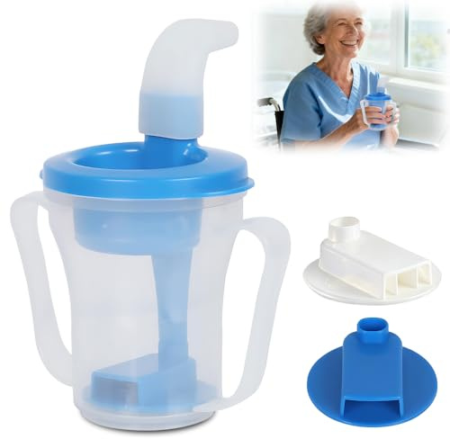 SGZIOO Dysphagia Regulating Drinking Cup, 250 ML Dysphagia Cups for Adults, 5cc/10cc Adult Sippy Cups for The Elderly Non Spill, Beakers for Elderly with Straw for Limited Mobility