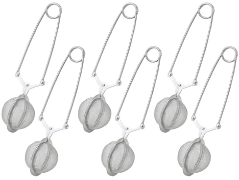 Abiyou Colador de Té Esférico de Acero Inoxidable, 6 Piezas Pinzas de Té de Acero Inoxidable, Infusor en Forma de Bola, Infusor de Té en Forma de Bola, Colador de Té de Acero Inoxidablè, para el Te