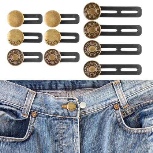 XIANJIA 10 Pcs Verstellbare Hosenknöpfe, Hosenbunderweiterung Damen Schwangerschaft, Knopferweiterung Jeans, Hosen, Jacken, Wiederverwendbar Unisex