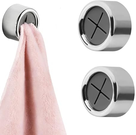 Elenviorina 2 Pcs Towel Holder Self Adhesive, Kitchen Towel Holder Tea Towel Holders No Drilling Wall Mounted Hooks for Bathroom Kitchen
