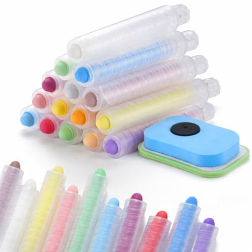 Staubfreie Tafelkreide für Kinder 15 Stück, bunte Tafelkreide Set, waschbare Kreide für Tafel & Straße, ungiftige Malkreide für Kinder, Kreidestifte für sidewalk Zeichnen, Schule & Outdoor-Aktivitäten