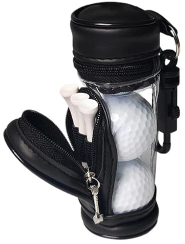 RCGOFOLLOW Golfbollhållarfodral i PU-läder med tee-organisatör Lätt och snygg dragkedja Bollpåsens huvud är tillverkat av rostfritt stål Golfbagsfodral för kvinnor