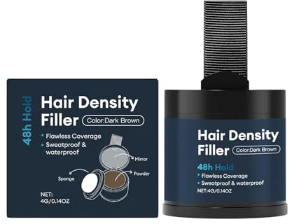 Poudre de masquage pour racines des cheveux | 4 g de couverture de couleur du cuir chevelu | Étanche 24 heures | Résistant aux taches instantanée | Pour épaissir les zones calvies | Soin pour hommes