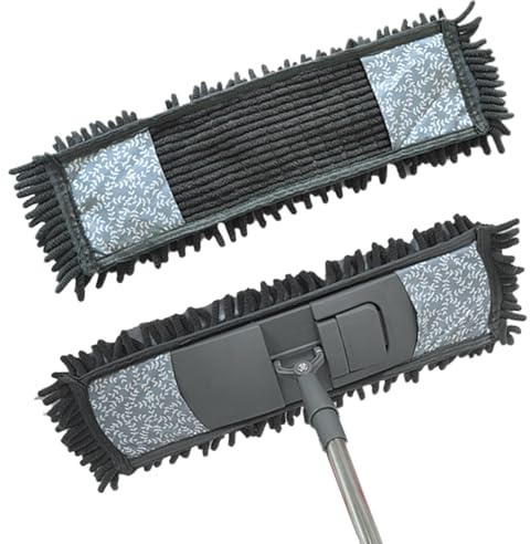 Mopa de limpieza, mango telescópico con paño para cambiar, accesorios de limpieza para suelos laminados, adecuado para madera, laminado, azulejos, hogar, cocina, dormitorio