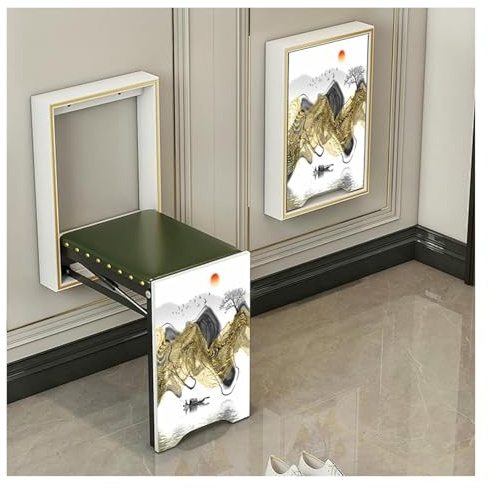 KEuLen Silla Invisible Plegable montada en la Pared: Taburete Que Ahorra Espacio for Entrada, Dormitorio y balcón(White,G)