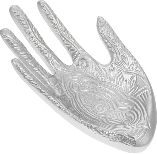 KJHBV Ringhalter Schmuckhand Ständer aus Harz Silber für Schmuckpräsentation und Zimmerdekoration Handmodell Schmuckständer für Fingerringe und Handschmuck im Haushalt