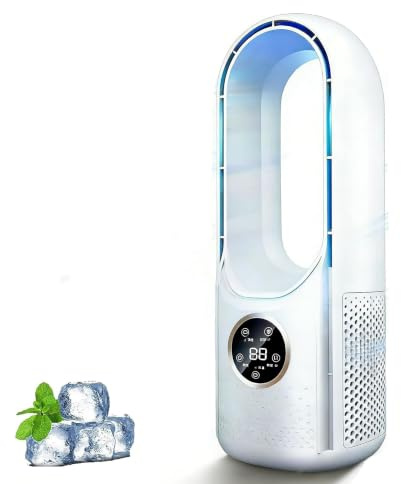 Aire acondicionado portátil sin aspas, enfriador de aire recargable de 6 velocidades con humidificador, ventilador de enfriamiento evaporativo con tanque de agua de 100 ml para hogar, oficina