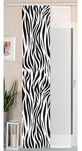 Gardinenbox 2er Set Schiebegardine Flächenvorhang Wildseide Optik und Voile Paneel, 245x45, Zebra, 80400