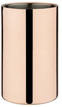 Olympia Double Walled Wine Cooler Stainless Steel 195x120mm, Copper | Mirrored high-gloss finish reflects candlelight for atmospheric table settings in busy commercial pubs and bars.