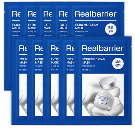 Real Barrier | Extreme Cream Face Sheet Mask | Skin Barrier Repair | Face Masks Skincare | Moisturizing & Hydrating for Dry and Sensitive Facial Types | Facial Moisturizer | Korean Mask | 10 Sheets
