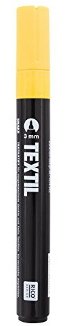 Rico Design Textilmarker für dunkle Stoffe, Farbe wählbar, ideal für T-Shirts, Schuhe, Taschen, Jutebeutel und andere Stoffarten Gelb