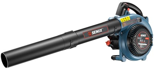 SENIX 4QL 26.5 cc 4-Cycle Handheld Gas Powered Leaf Blower for Lawn Care Clean Up, Up to 410 CFM and 125 MPH, Light Weight, Dual Grip Handle, BL4QL-L, Blue