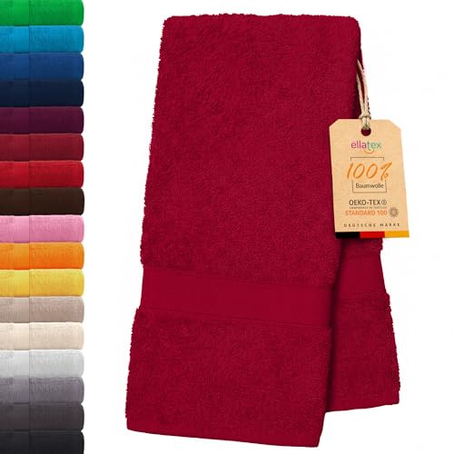 EllaTex Paris Saunatuch XXL 100x200 cm – 100% Baumwolle, 500 g/m² Frottier, extra groß & flauschig, Farbe: Weinrot