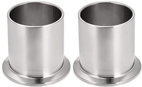 sourcing map 2STK KF40 304 Edelstahl 44mm x 50mm Vakuum Rohr Schweißen Vakuumrohr Ferrule