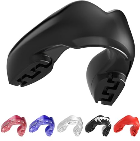 Safejawz Protector bucal para aparatos ortopédicos. para Todos los Deportes de Contacto, incluidos rugby, MMA, artes marciales de kickboxing, judo, hockey y boxeo (Negro)