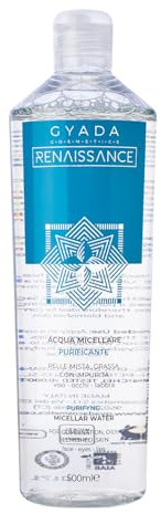 GYADA COSMETICS Acqua Micellare Purificante ad Azione Rinfrescante e Lenitiva per Pelli Miste e Grasse, Elimina Makeup, Impurità e Particelle Inquinanti a Base di Aloe Vera, 500 ml
