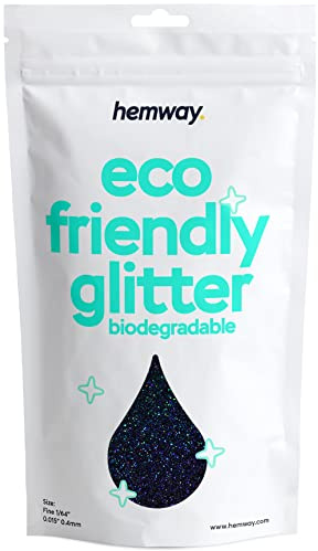 Hemway Eco Friendly Biodegradable Glitter 100g / 3,5 Unzen Bio Cosmetic Sicher Sparkle Vegan für das Gesicht, Lidschatten, Körper, Haar, Nagel - 1/64 0,015 0,4mm - Schwarz Holographische