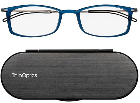 ThinOptics Lesebrille 2,0, blau, mit Milano-Magnetetui, ultraleicht, unisex