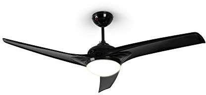 KLARSTEIN Figo Ventilateur de plafond - 2 en 1 : ventilateur & plafonnier (2 x 42 W), Diamètre : 52 (132 cm), 3 pales, Débit d'air : 10.039 m³/h, 2 sens de rotation, 3 vitesses, noir