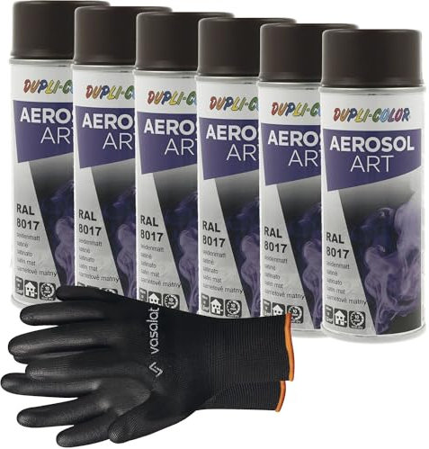 vasalat Dupli-Color Sprühlack Set Schokobraun matt RAL 7016 - Lackspray Graffiti Dosen, wetterfest, lichtecht und UV-beständig - Graffiti-Spray 400ml, 6 Stück