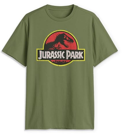 Jurassic Park herr t-shirt med klassisk filmlogotyp., Militärgrönt, 3XL