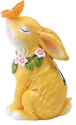 Garneck Light up Butterfly and Rabbit Ornaments Garden Ornament Solar Glowing Decoration Resin Rabbit Figurine Decor for Outdoor Garden Decorations