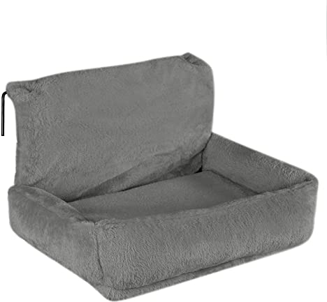 lionto Katzenheizungsliege mit kuscheligem Plüschbezug, warmes Katzenbett zum Einhängen mit Metallhaken für alle gängigen Heizungen, waschbare Katzenhängematte aus gemütlichem Material, dunkelgrau