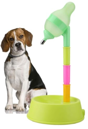 Soporte para Botella De Agua para Perro, Dispensador De Agua Ajustable En Altura para Perros Dispensador De Agua para Cachorros Botella De Agua para Perros para Jaula (Verde)