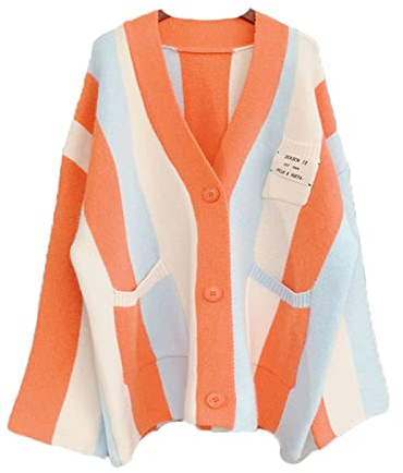 JASCLS Winter Long Sleeve Cable Knitted Color Block Boho Sweater Cardigans Chunky Sweater Cardigans for Women