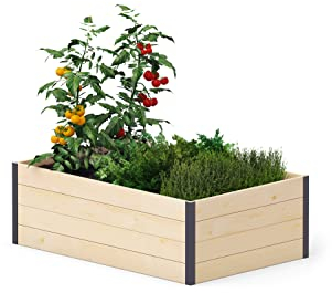 Upyard GardenBox Modern - modernes Hochbeet aus Holz - ergonomisches Hochbeet für Terrasse und Garten - Pflanzkasten für Gemüse und Kräuter, 120x80x40, Naturholz
