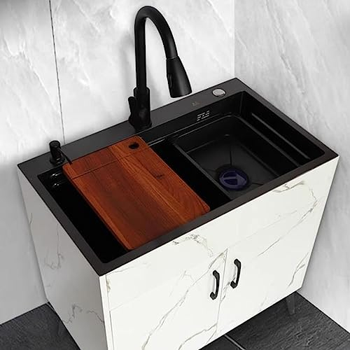 Lavatoio Da Giardino Campeggio,Acciaio Inox Lavello Da Cucina,Lavabo Indipendente Della Mano Della Lavanderia Lavabo Di Utilità Multifunzione Giardino Esterno Lavando Lavello Uso ( Color : White , Siz
