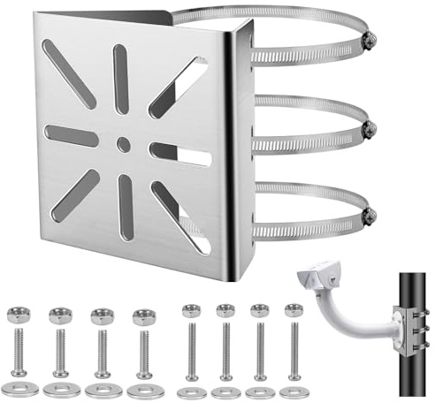 Soporte Universal para Cámara de Vigilancia, Soporte Camara Vigilancia | Soporte de Mástil para Cámara de Vigilancia, Soporte de Esquina de Montaje de Acero Inoxidable para cámaras de Seguridad