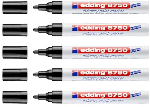 EDDING Set mit 5 Markern für Farbe 8750, speziell für Industrie, Schwarz, 2-4 mm