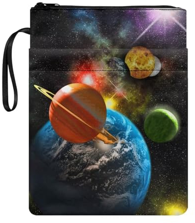 NETILGEN Buchhülle für Buchliebhaber, Buchumschläge für Softcover, Bücher, Lehrbücher, Schutz, Taschenbuch, Geldbörse, Buchsox, Galaxy Planet